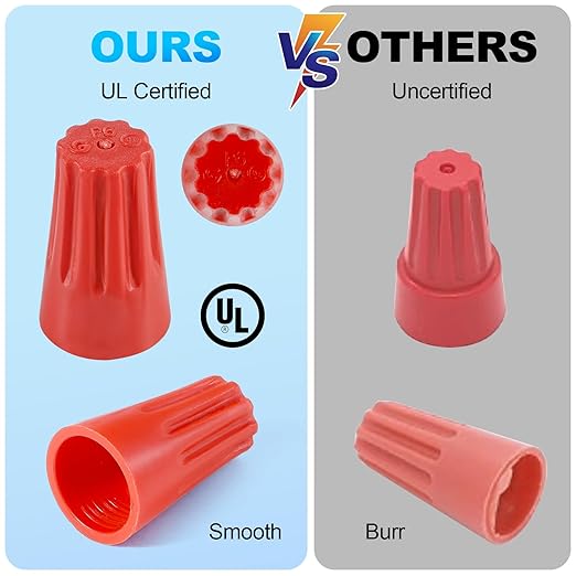 XHF UL Listed 250Pcs Blue 22-14AWG Wire Connector Nuts, Wire Caps for Quick Connection Max.2#14 w/2#16 W/2#18 w/2#20 Min.2#22