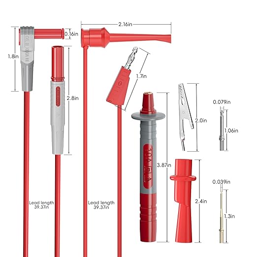 Goupchn Multimeter Test Leads Kit with Alligator Clips Banana Plug to Test Hook Clips Wire Replaceable Precision Sharp Probes Set for Multimeter Electrical Testing