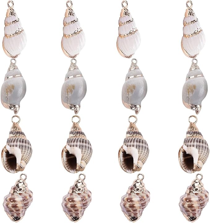 SUNNYCLUE 1 Box 16Pcs Oval Ocean Beach Spiral Seashells Craft Charms Connectors by SUNNYCLUE