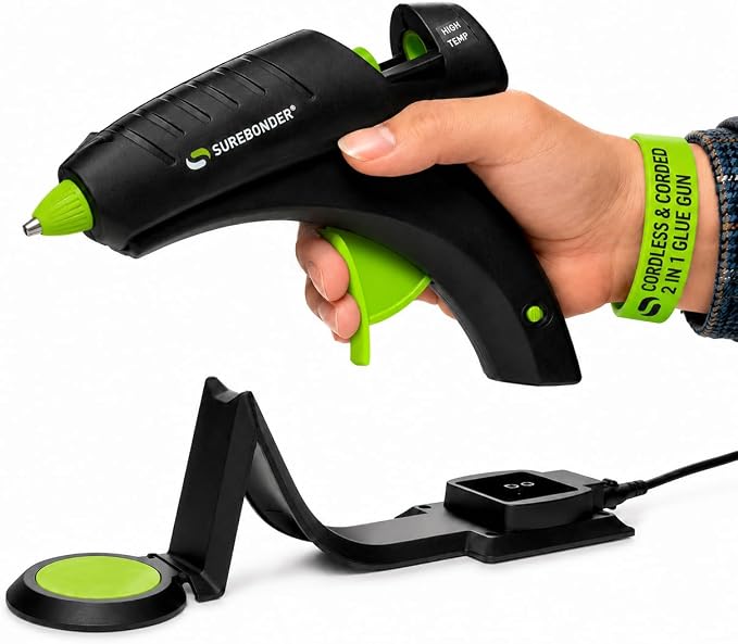 Surebonder Cordless Hot Glue Gun, High Temperature, Full Size, Leather & Other by Surebonder