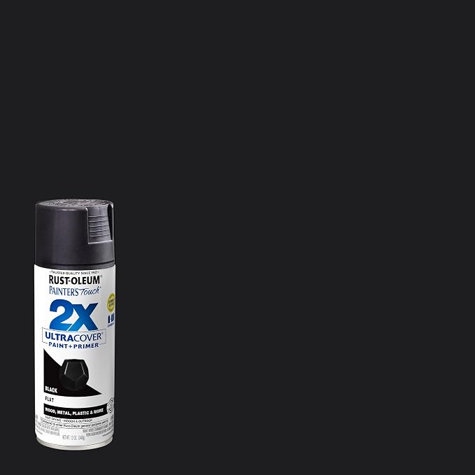 Rust-Oleum Painter's Touch 2X Ultra Cover Spray Paint, Flat Black | Indoor and - Image 2