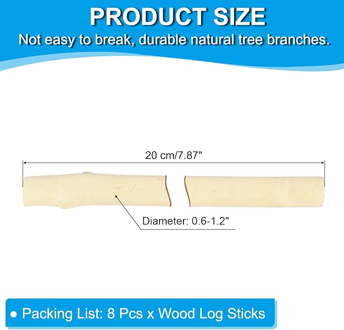 PATIKIL 8 Pcs / 20cm Wood Log Sticks, 0.6-1.2inch in Diameter Natural Driftwood - Image 2