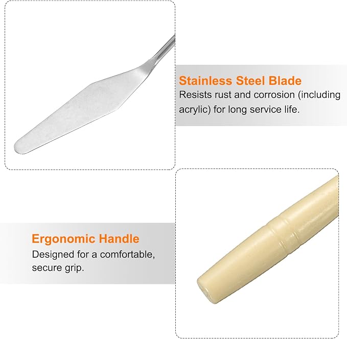 HARFINGTON 8pcs Palette Knife Painting Tool 7.68" Pointed Stainless Steel Blade - Image 5
