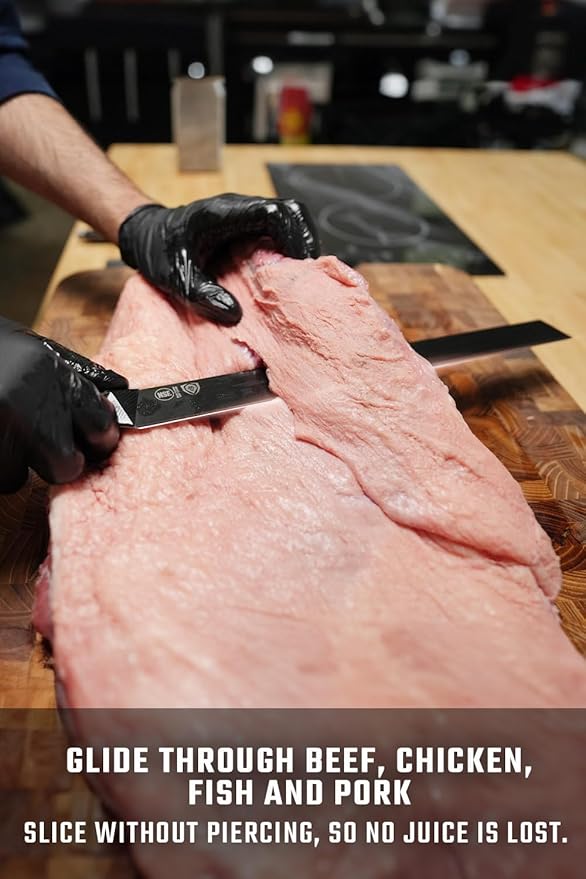 Dalstrong Slicing Knife - 14 inch - Shadow Black Series - Black Titanium Nitride Coated - High Carbon - 7CR17MOV-X Vacuum Treated Steel Carving Knife - Sheath - Kitchen Knife Slicer - NSF Certified