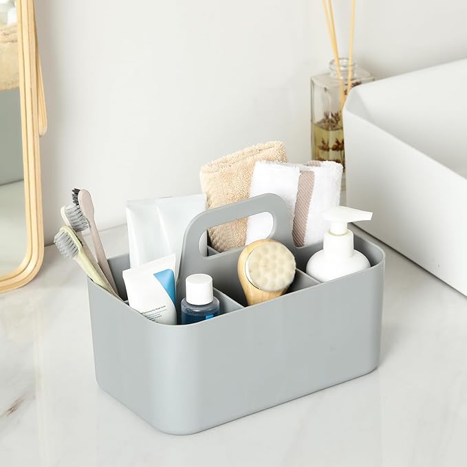 Multiuse Caddy Organizer with Handle, Portable Divided Plastic Tote Bin - Image 4