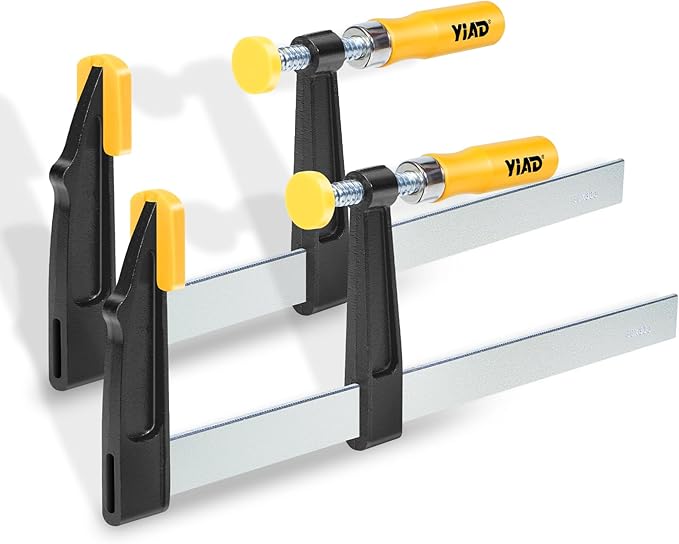 2-Pack Bar Clamps for Woodworking, 12-inch Clamp Heavy Duty Steel F-Clamp Sets with 600 Lbs Load Limit, Adjustable Parallel for Metal Working, Woodworking Tools