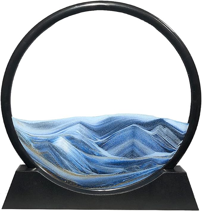 Aoderun Moving Sand Art Picture Round Glass 3D Deep Sea Sandscape in Motion by Aoderun