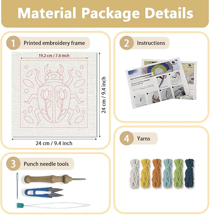 Doodlream Beetle DIY Punch Needle Embroidery Kit - Image 2