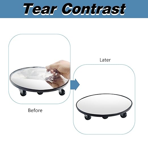 Under Vehicle Inspection Mirror, 12 inch Inspection Mirror with Wheels and LED Light,Handheld Inspection Mirror for Entry Security, Parking lot Security, auto Maintenance