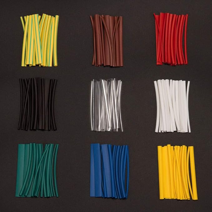 High Heat Shrink Tubing Tube - 2:1 Heat Shrink Ratio Flame Retardant 9 Color 6 Size 162 PCS in Transparent Plastic Box