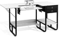 Vividwood Foldable Sewing Machine Table, Storage Shelf and 2 Cloth Drawers by vividwood
