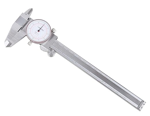 Accusize Industrial Tools 0-6''/0-150 mm by 0.001''/0.02 mm Inch/Metric Dual Needle Precision Dial Caliper Stainless Steel, P920-S236