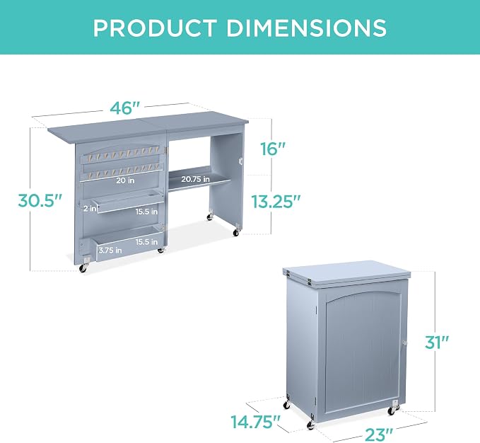 Best Choice Products Folding Sewing Table Multipurpose Craft Station & Side Desk - Image 2