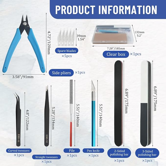 WMYCONGCONG 8 PCS Model Tools Kit Modeler Basic Tools Hobby Building Tools Kit - Image 2