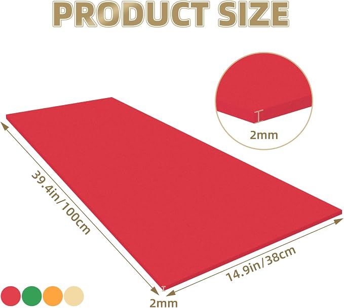 biguphate EVA Foam Roll - 2mm Thick Red Craft Foam Sheets - 15" x 39" Large - Image 2