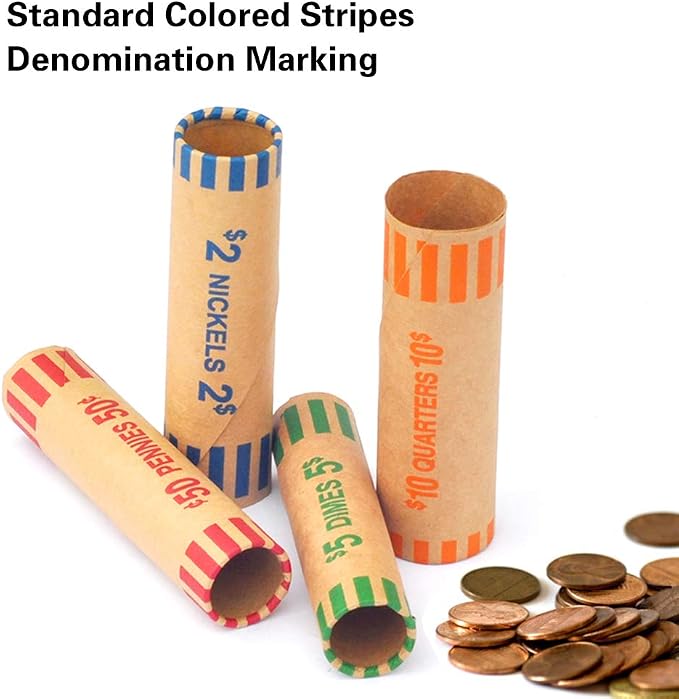L LIKED 64 Assorted Preformed Coin Wrappers, Nickels and Dimes - Image 3