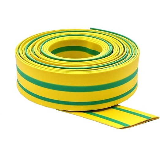 Kable Kontrol Heat Shrink Tubing - 3/8” Inch - 50' Ft Long, Yellow & Green Polyolefin - 2:1 Industrial Shrink Tube & Cable Sleeve for Electrical Wire Insulation - Rated for 600 V