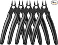BOENFU Precision Wire Cutter Jewelry Zip Tie Cutters 5 Pack Flush Cutters Nippers Small Side Cutting Pliers for 3d Print, Plastic Models, Jewelry, Electronics, Black, 5 Inches