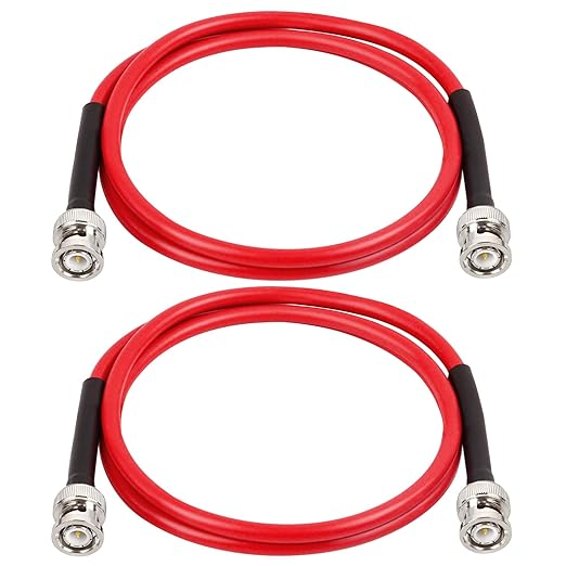 BNC Cable - 3FT 2PCS RG58 50 ohm BNC Male to Male Coax Cables Low Loss BNC Extension Coaxial Cable for Antennas, RF Radios, Modems, Oscilloscopes, Spectrum, etc (Red)