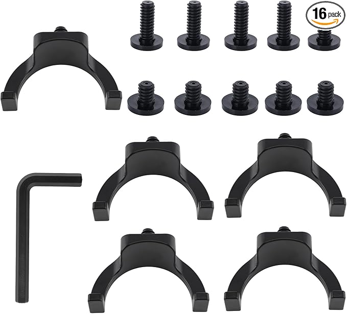 16 Pcs Storage Shed Hooks Set for Suncast, 5 Black U Shaped Tool Hooks Organizer with Long Screw Wrench Short Screw Compatible with Suncast/Craftsman Storage Shed Accessories