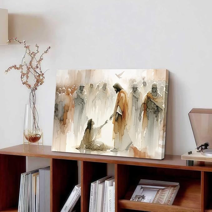 Jesus Heals The Woman Wall Art Canvas Poster Print Artwork - Image 9
