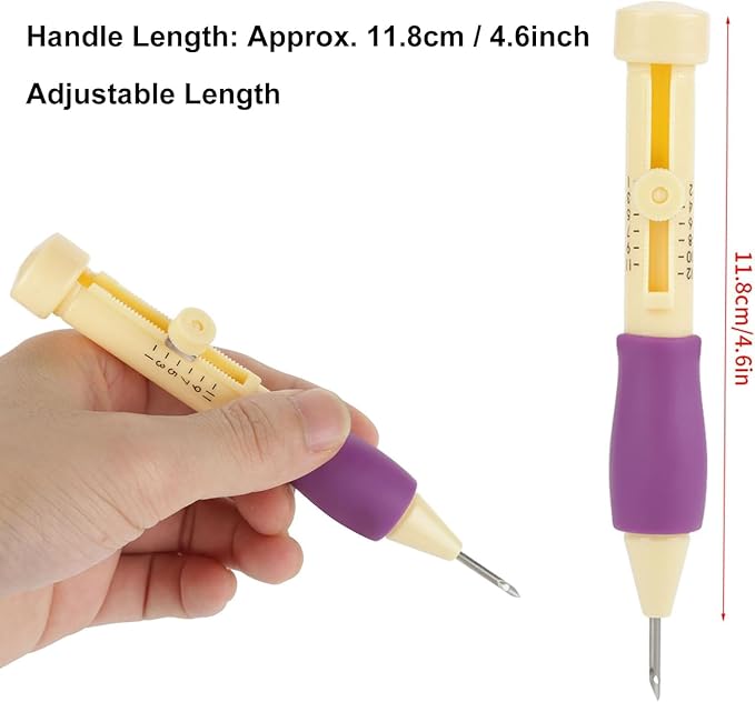 Needle Punch Kit, Adjustable Needle Length Embroidery Needle Punch - Image 3