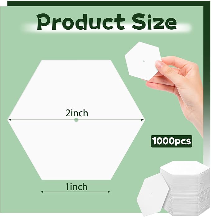 1000 PCS Paper Piecing 1", Hexagon Quilting Templates - Image 2