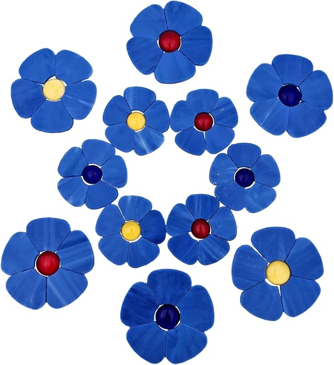 Esweny 12 Flower Stained Glass Mosaic Tiles by Esweny