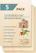 5 Pack 12"x18"x1/16 Basswood Sheets by twinsfox