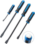 ROTATION 4-Piece Heavy Duty Pry Bar Set with Thicker Hammer Strike Cap and Angled Tip – Ideal for Automotive Repair, Demolition, Nail Pulling