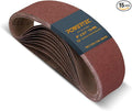 POWERTEC 15PK 4 x 21 Inch Sanding Belts for Belt Sander, 5 Each of 80, 120, 150 Grits, Aluminum Oxide Belt Sander Paper Assortment for Wood & Paint Sanding, Metal Polishing (110011)