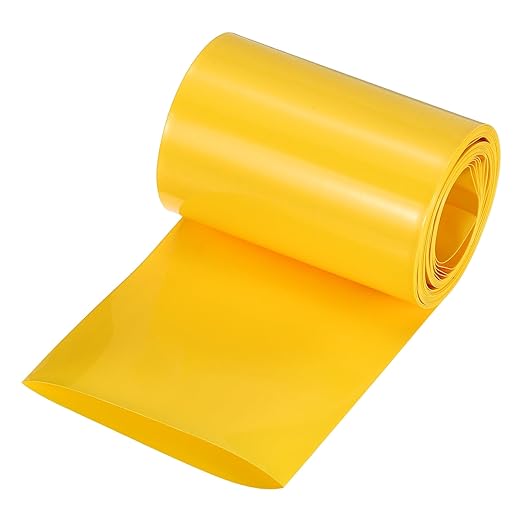MECCANIXITY Battery Wrap PVC Heat Shrink Tubing 42mm Dia 66mm Flat 10 Feet(3meters) Yellow Good Insulation for Battery Pack