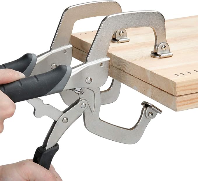 Amazon Basics Adjustable Metal Face Clamps for Woodworking, Welding, or Repairs, 11-inch, Pack of 2, Black/Silver