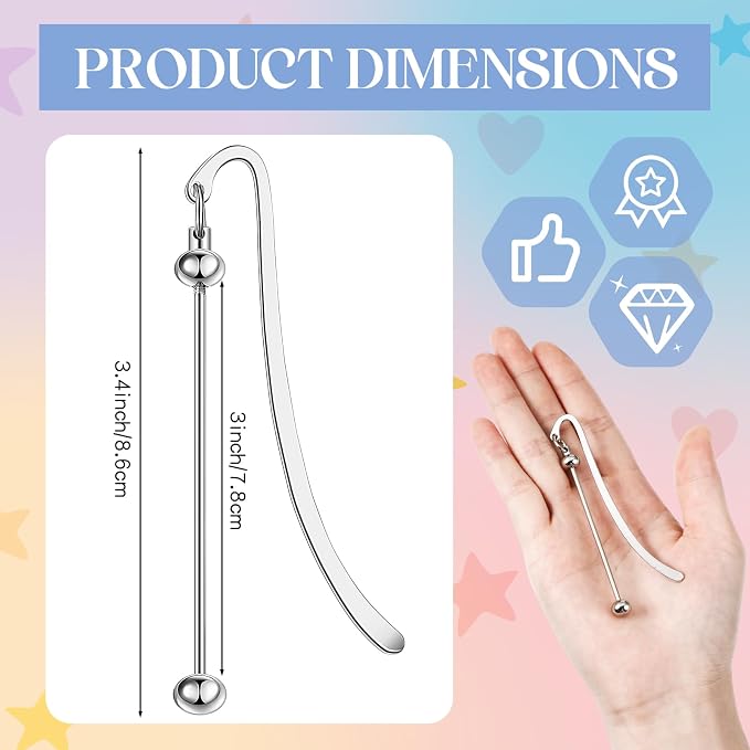 Dunzoom 8 Pcs Beadable Bookmarks DIY Metal Blank Bar Bookmark - Image 3