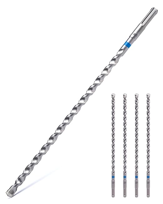toolant SDS Plus Rotary Hammer Drill Bits Set for 3/8" x12inch 4pcs,Carbide Tipped 2-Cutter for Concrete,Masonry and Brick