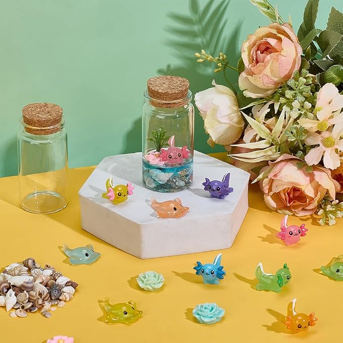 WEBEEDY 6 Sets Sea Animal Terrarium Kit DIY Glass Bottle Axolotl Craft Kit - Image 5