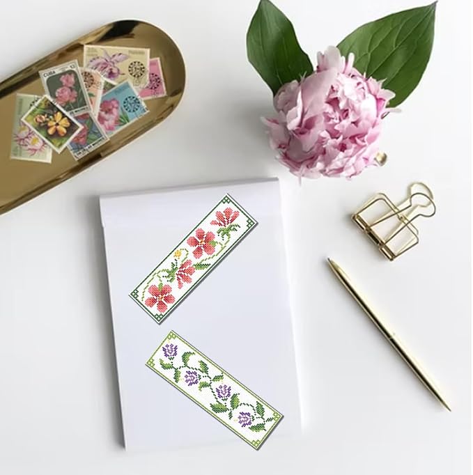 FREEBLOSS 6 Set Cross Stitch Bookmark Kit Cross Stitch Kit Vine Flowers Stamped - Image 6