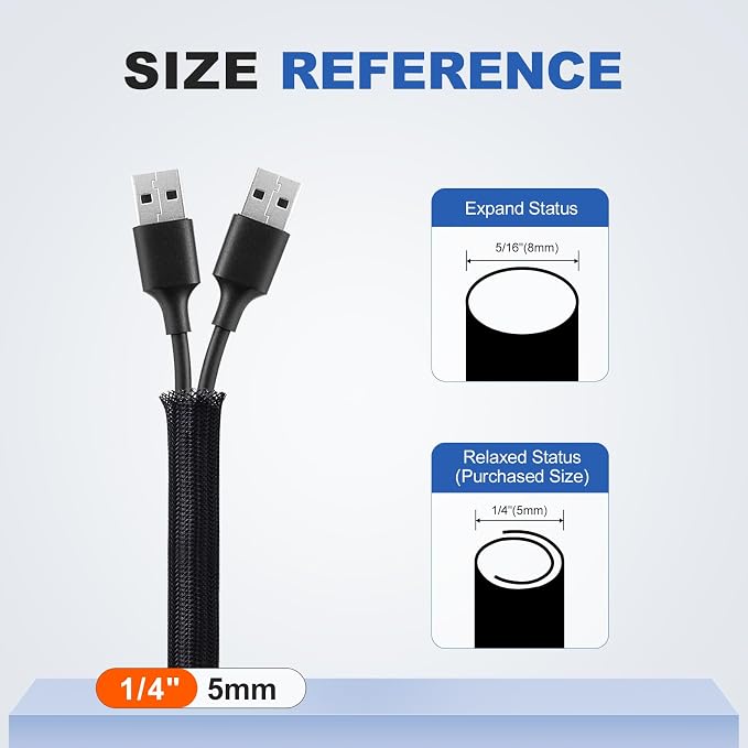 1/4” Cable Management Loom Wrap Sleeve Cord Wire Hider Organizer Covers | - Image 2