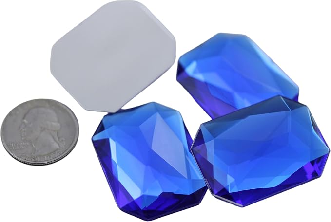 40x30mm Blue Sapphire A09 Large Flat Back Octagon Acrylic Rhinestones Cosplay by Allstarco