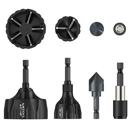 AMTOVL 4PCS Deburring External Chamfer Tool & Countersink Drill Bit Set - YG8 Tungsten Carbide & M2 HSS, Quick Release Chamfering Tool for 1/8"-1-3/8" Bolts, Thread Repair & Metal Edge Deburring