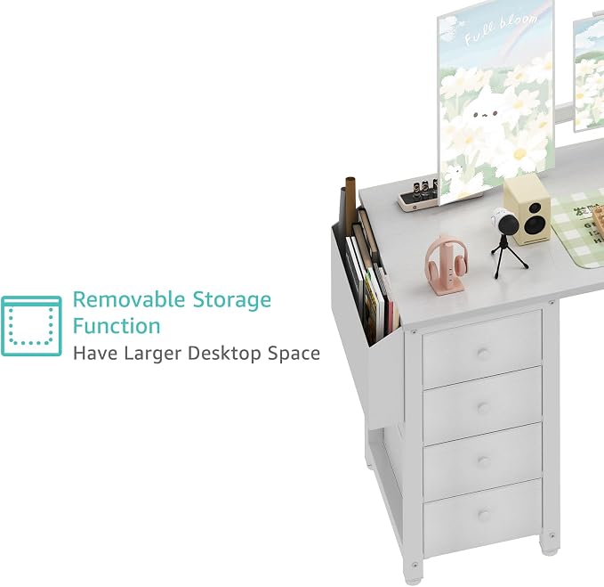 Lufeiya White L Shaped Desk - Image 9