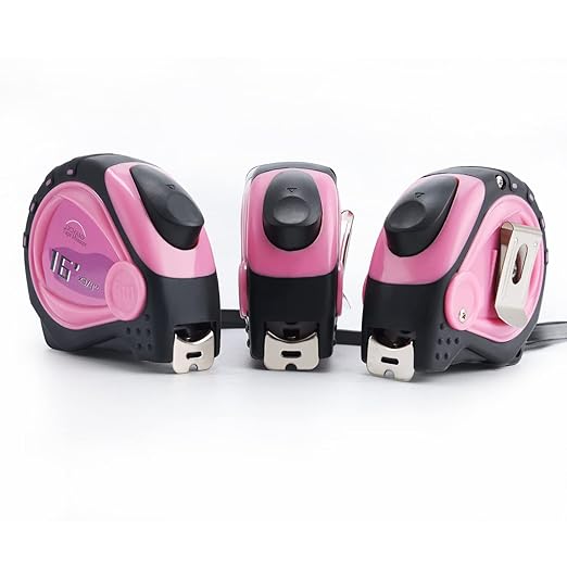 Lichamp Small Tape Measure 16 Feet, Pink Tape Measure Mini 3 Pack 16ft x 3/4in with 1/8 Fractions, 0316PK