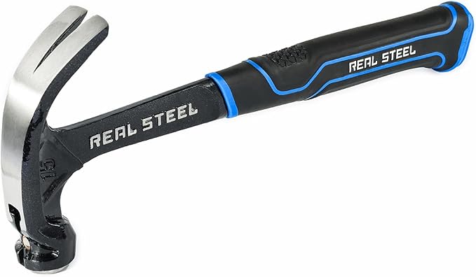 Real Steel 15 Oz One Piece Forged Curve Claw Framing Hammer with Cushion Grip 0516