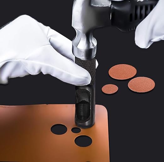 Spurtar Hollow Punch Set 9 Pieces 2.5-10.0mm Heavy Duty Carbon Steel Round Leather Hole Tool Leather Punch Set Kit for Watch Cloth Belt Gaskets with Storage Bag (Black)