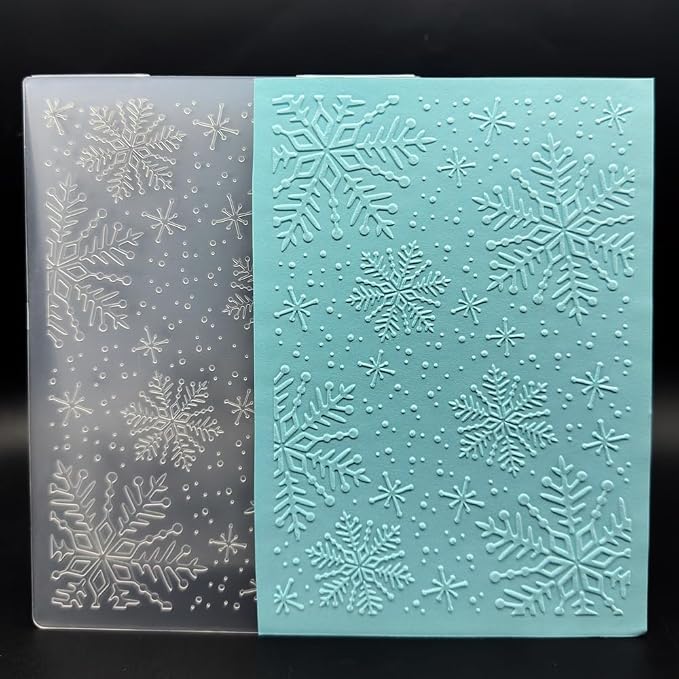 3D Plastic Embossing Folder Template Christmas and Winter Snowflakes Texture - Image 2