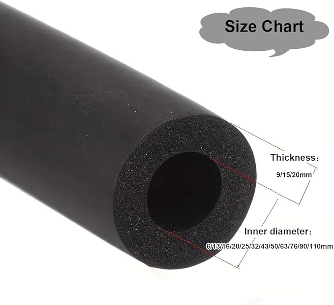 Foam Pipe Insulation - Pipe Insulation Foam Tube 1.7/1.8m (5.6/5.9ft) Long, Inner Diameter 25/50/90mm (1"/ 2"/3-5/9") ID, Suitable for Insulating Air Conditioning Water Pipes(1-5/7"*0.59"-5.6Ft)