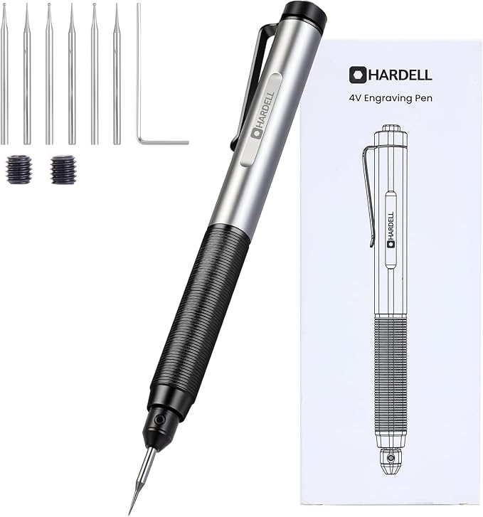 Engraver Pen, HARDELL Engraving Pen USB Rechargable with Premium Bits, Cordless Engraving Tool Portable, Micro DIY Engraving Tool Kit for Glass Stone Wood Metal Plastic Jewelry