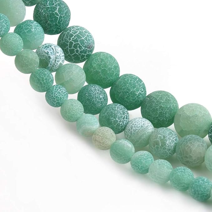 8mm Matte Green Weathered Agate Bead, 15-Inch Matte Round Loose Stone Beads - Image 6
