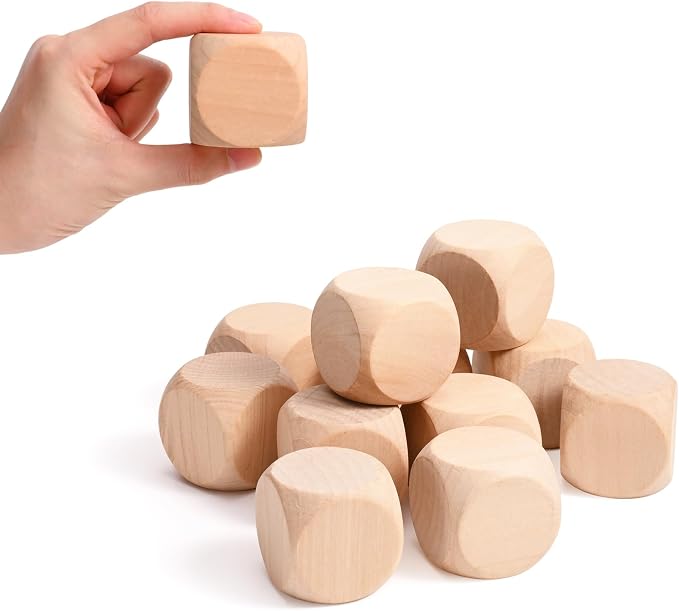 Blank Wooden Dice 2 inch 10PCS Unfinished Square Blocks 50mm Small Wood Cubes by Ourtroness