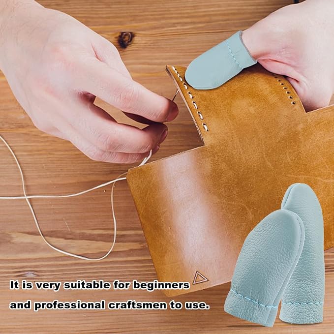 Mayboos 4 Pairs Leather Finger Protector Needle Felting Knitting Finger Thimble - Image 6